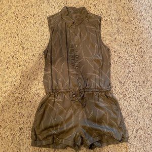 Prana Romper Shorts Sleeveless Green Print Small